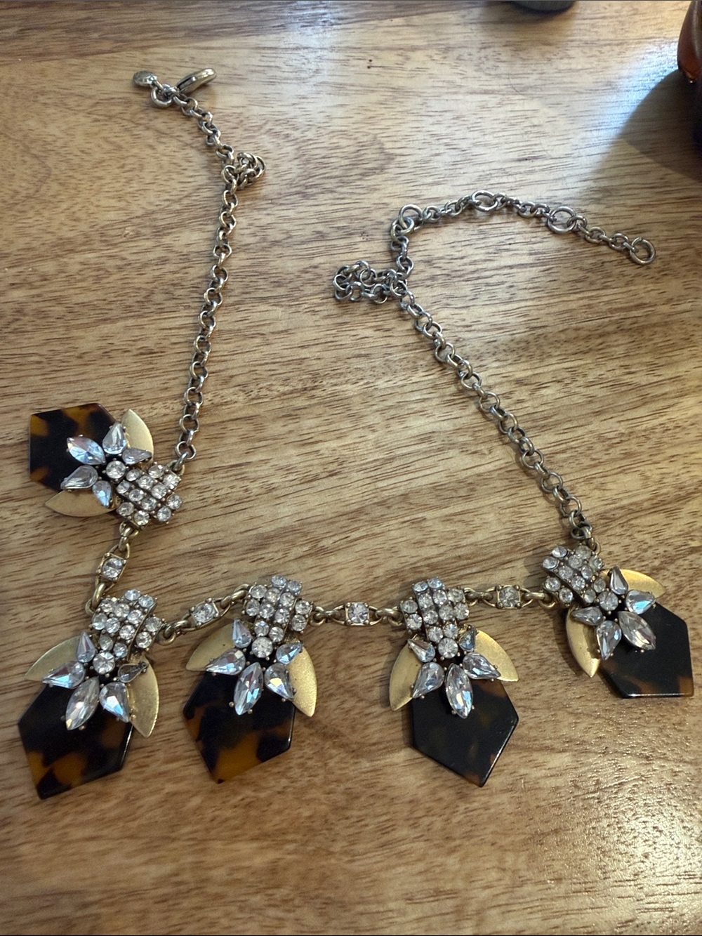 J. Crew Gold-Tone Tortoiseshell and Crystal Statement Necklace
